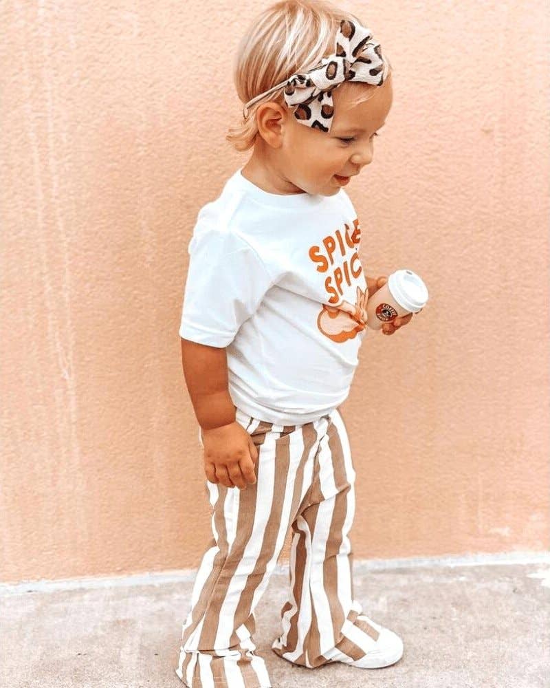 Blakely Boho Bell Bottoms - Tan Stripes: 12-18months