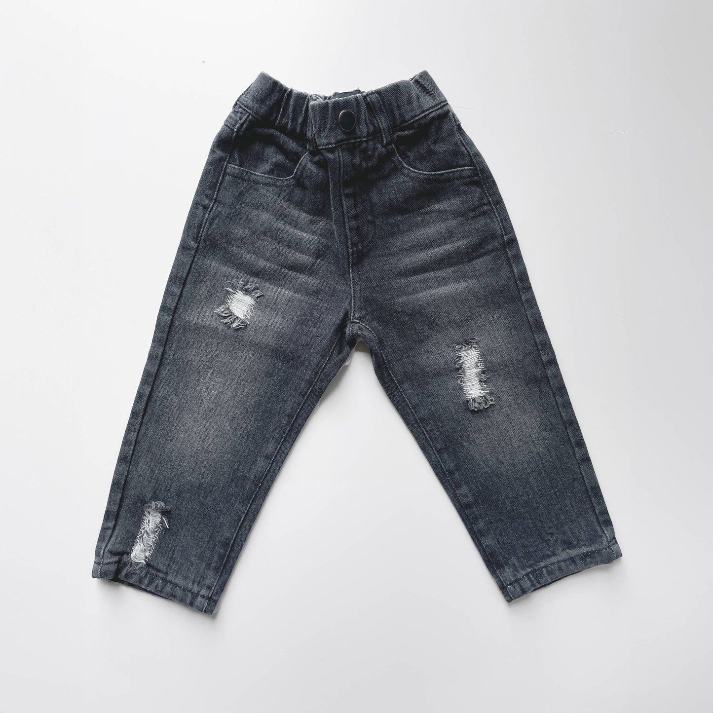 Black Relaxed Straight Washed Jeans