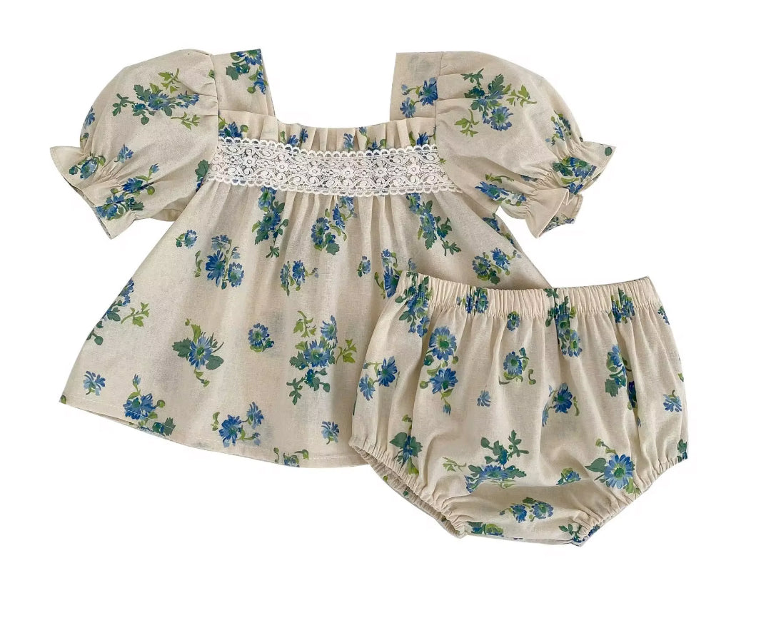 Teal Flower 2 piece set