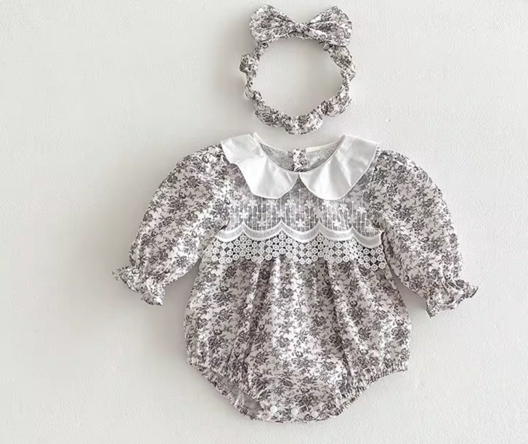 Lace Romper with Headband