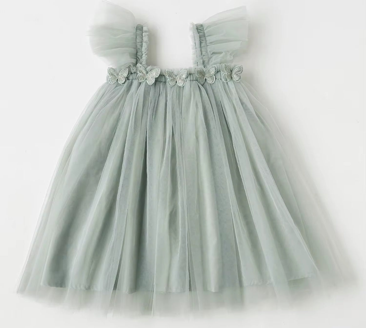 Mint Butterfly Mesh dress