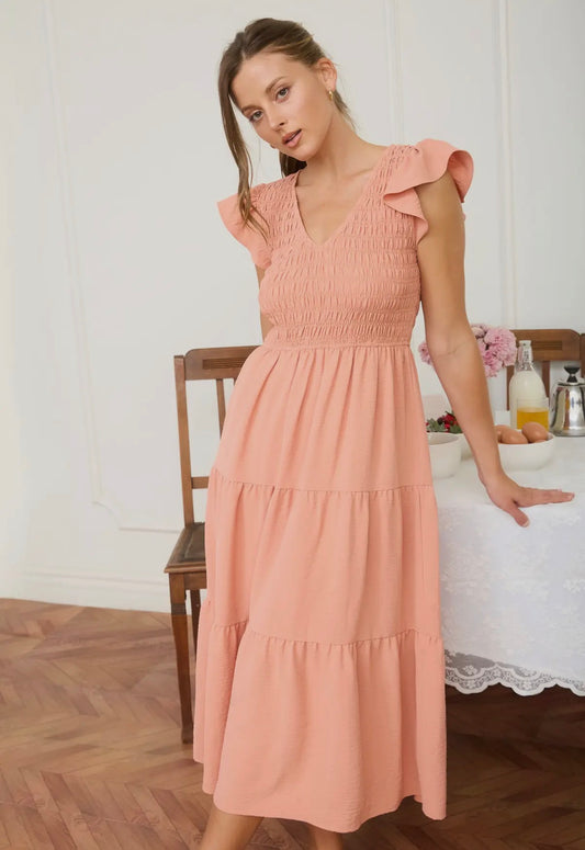 Peach Neck Dress
